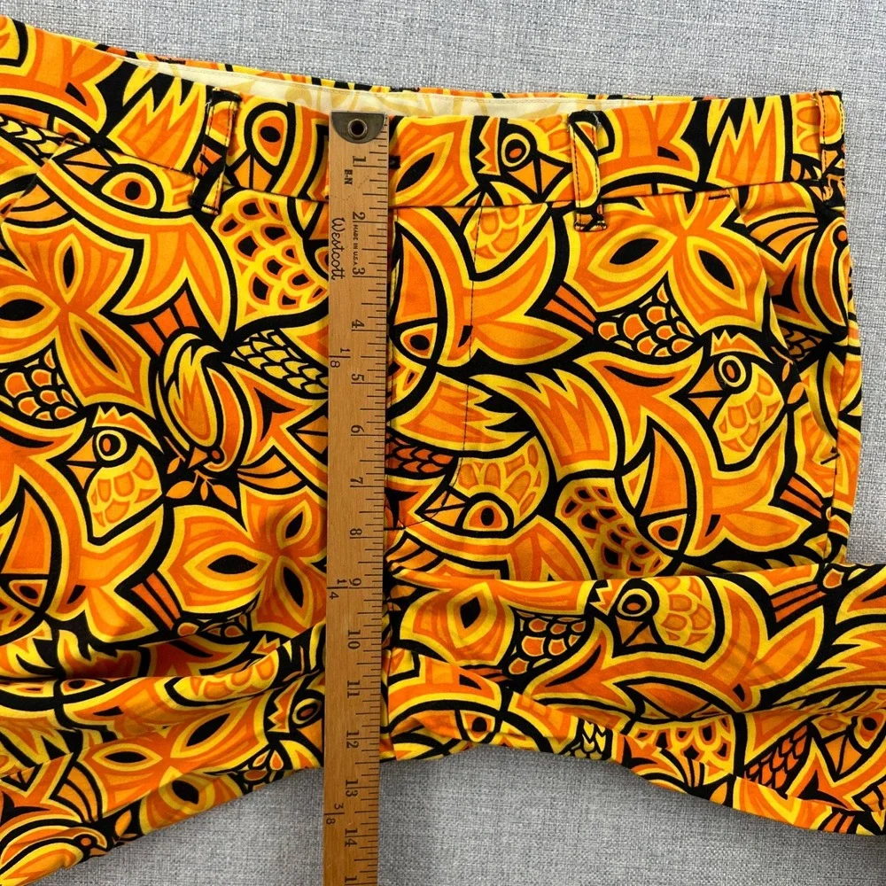 Loudmouth Fairway Chirp Golf Pants Men 32x32 Orange Yellow Abstract Floral Retro